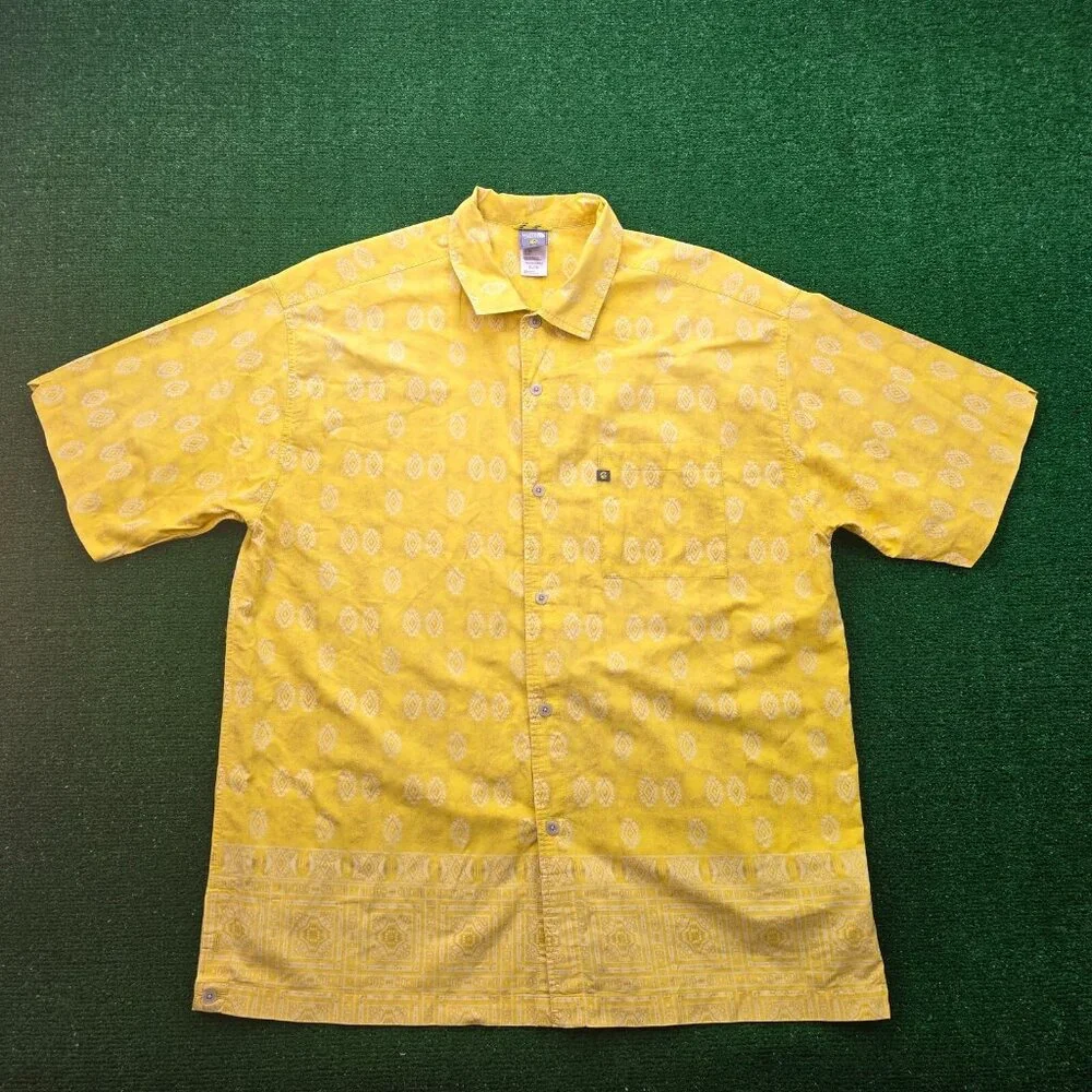 The North Face Shirt Mens XL Yellow Button Up A5 Series Hawaiian Beach Casual